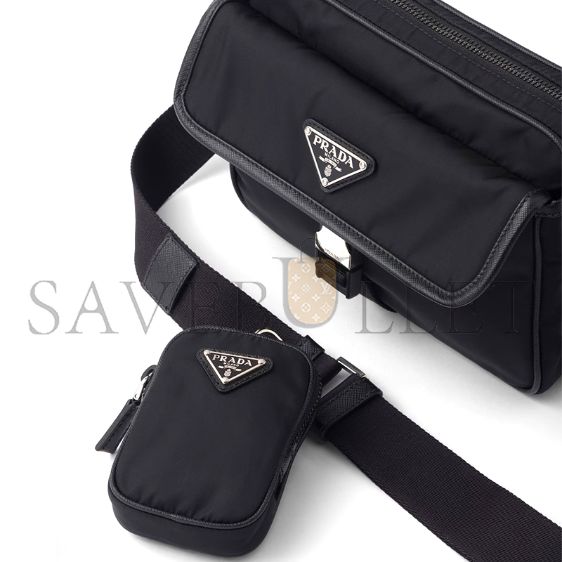 PRADA RE-NYLON AND SAFFIANO LEATHER SHOULDER BAG 2VH133 (22*16*5cm)